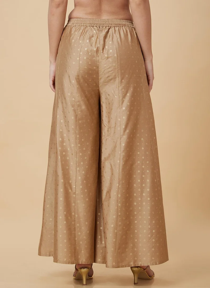 globus Gold Globus Women Gold Foil Printed Flared Festive Palazzos for Women | Best Price UAE
